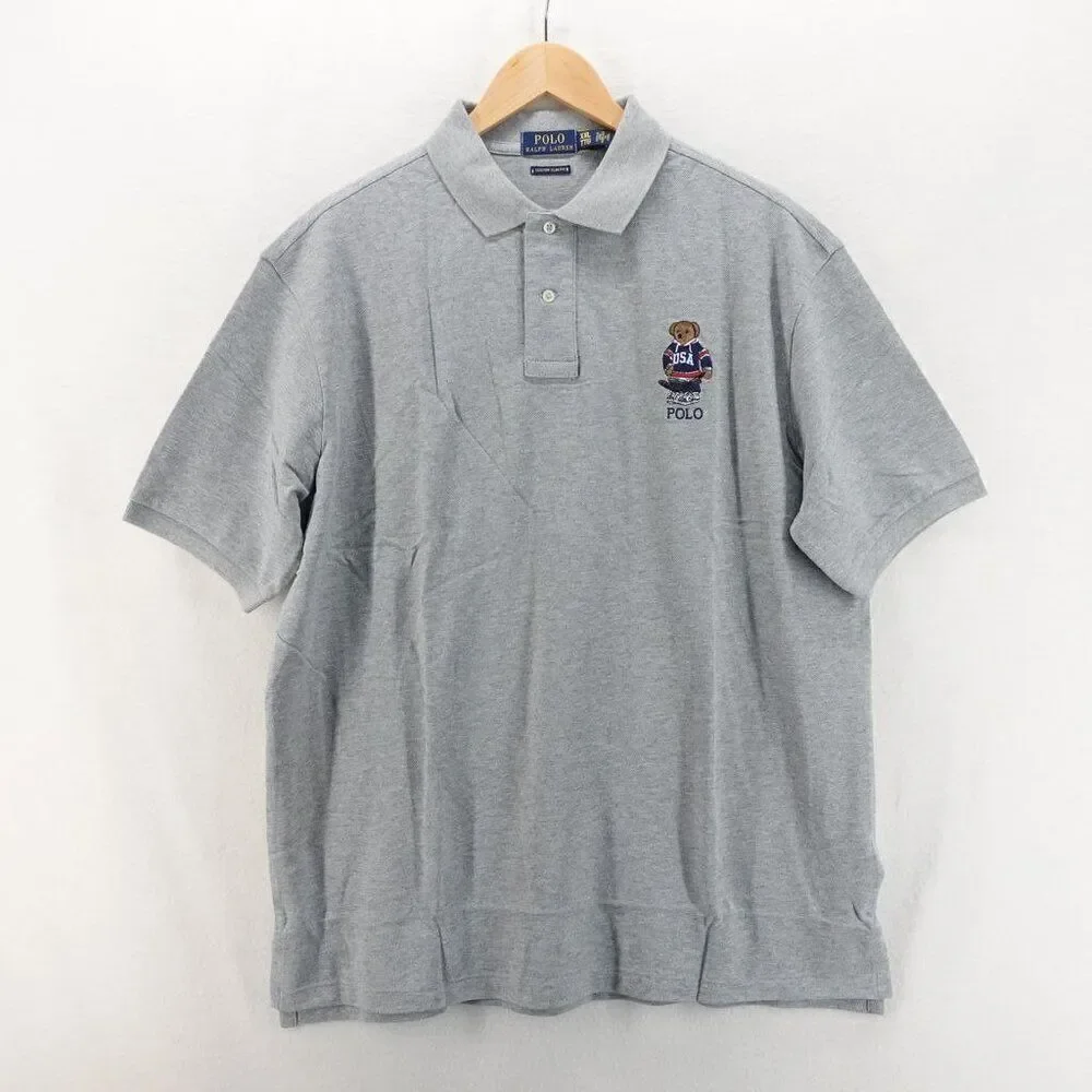 Polo Ralph Lauren Men's Slim Fit Polo Bear Polo Shirt Gray XXL